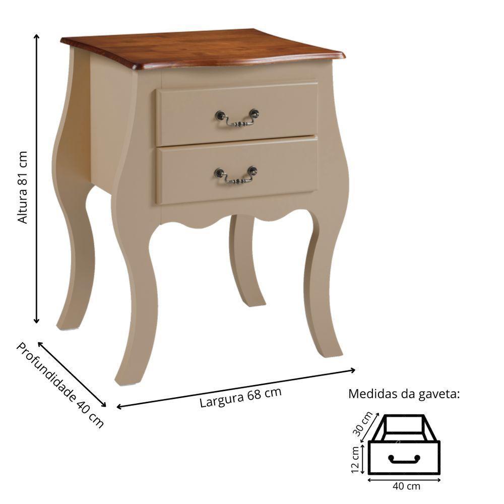 Cômoda Bombê Média De Madeira Com 2 Gavetas - Amêndoa Com Tampo Imbuia Glazer - 4