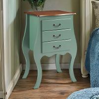 Cômoda Bombê Grande De Madeira Com 3 Gavetas - Verde Kalle Com Tampo Imbuia Glazer - 1