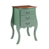 Cômoda Bombê Grande De Madeira Com 3 Gavetas - Verde Kalle Com Tampo Imbuia Glazer - 2