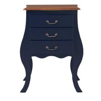 Cômoda Bombê Grande De Madeira Com 3 Gavetas - Azul Bic Com Tampo Imbuia Glazer - 3