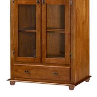 Cristaleira Rústica De Madeira Com 2 Portas, 3 Prateleiras, 1 Gaveta E Pés Torneados - Imbuia Glazer - 3