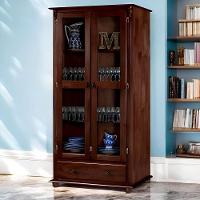 Cristaleira Rústica De Madeira Com 2 Portas, 3 Prateleiras, 1 Gaveta E Pés Torneados - Pinhão - 1