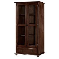 Cristaleira Rústica De Madeira Com 2 Portas, 3 Prateleiras, 1 Gaveta E Pés Torneados - Pinhão - 2