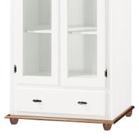 Cristaleira Rústica De Madeira Com 2 Portas, 3 Prateleiras, 1 Gaveta E Pés Torneados - Branco Com Tampo E Base Imbuia - 3