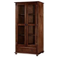 Cristaleira Rústica De Madeira Com 2 Portas, 3 Prateleiras, 1 Gaveta E Pés Torneados - Castanho Envelhecido - 4