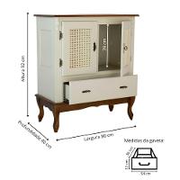 Cristaleira Rústica De Madeira Com 2 Portas Em Rattan E 1 Gaveta - Nude Laca Com Tampo E Base Imbuia Glazer - 5