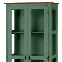 Cristaleira Rústica De Madeira 3 Prateleiras Pés Torneados - Verde Kalle Laca Com Tampo E Base Imbuia Glazer