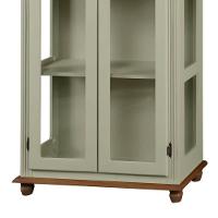 Cristaleira Rústica De Madeira 3 Prateleiras Pés Torneados - Verde Chá Com Tampo E Base Imbuia Glazer