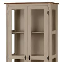 Cristaleira Rústica De Madeira 3 Prateleiras Pés Torneados - Amêndoa Laca Com Tampo E Base Imbuia Glazer - 3