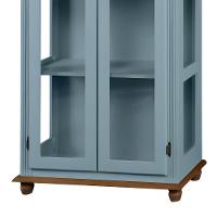 Cristaleira Rústica De Madeira 3 Prateleiras Pés Torneados - Azul Céu Laca Com Tampo E Base Imbuia Glazer - 3