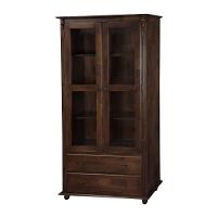 Cristaleira Rústica De Madeira 2 Portas E 2 Gavetas Com Pés Torneados Meyer Móveis - Pinhão - 1