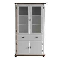 Cristaleira De Madeira 2 Portas 3 Prateleiras 1 Gaveta Pés Torneados - Branco Laca Com Tampo E Base Imbuia Glazer - 1