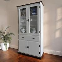 Cristaleira De Madeira 2 Portas 3 Prateleiras 1 Gaveta Pés Torneados - Branco Laca Com Tampo E Base Imbuia Glazer - 2