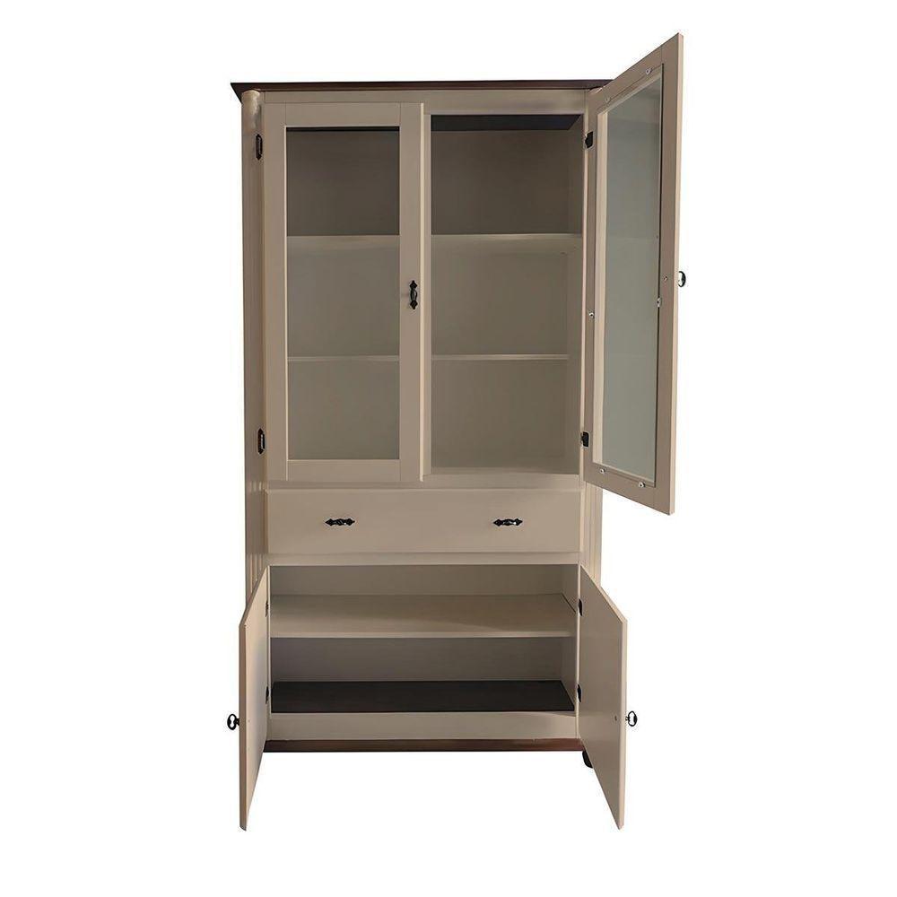 Cristaleira De Madeira 2 Portas 3 Prateleiras 1 Gaveta Pés Torneados - Amêndoa Laca Com Tampo E Base Imbuia Glazer - 5