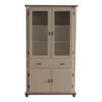 Cristaleira De Madeira 2 Portas 3 Prateleiras 1 Gaveta Pés Torneados - Amêndoa Laca Com Tampo E Base Imbuia Glazer