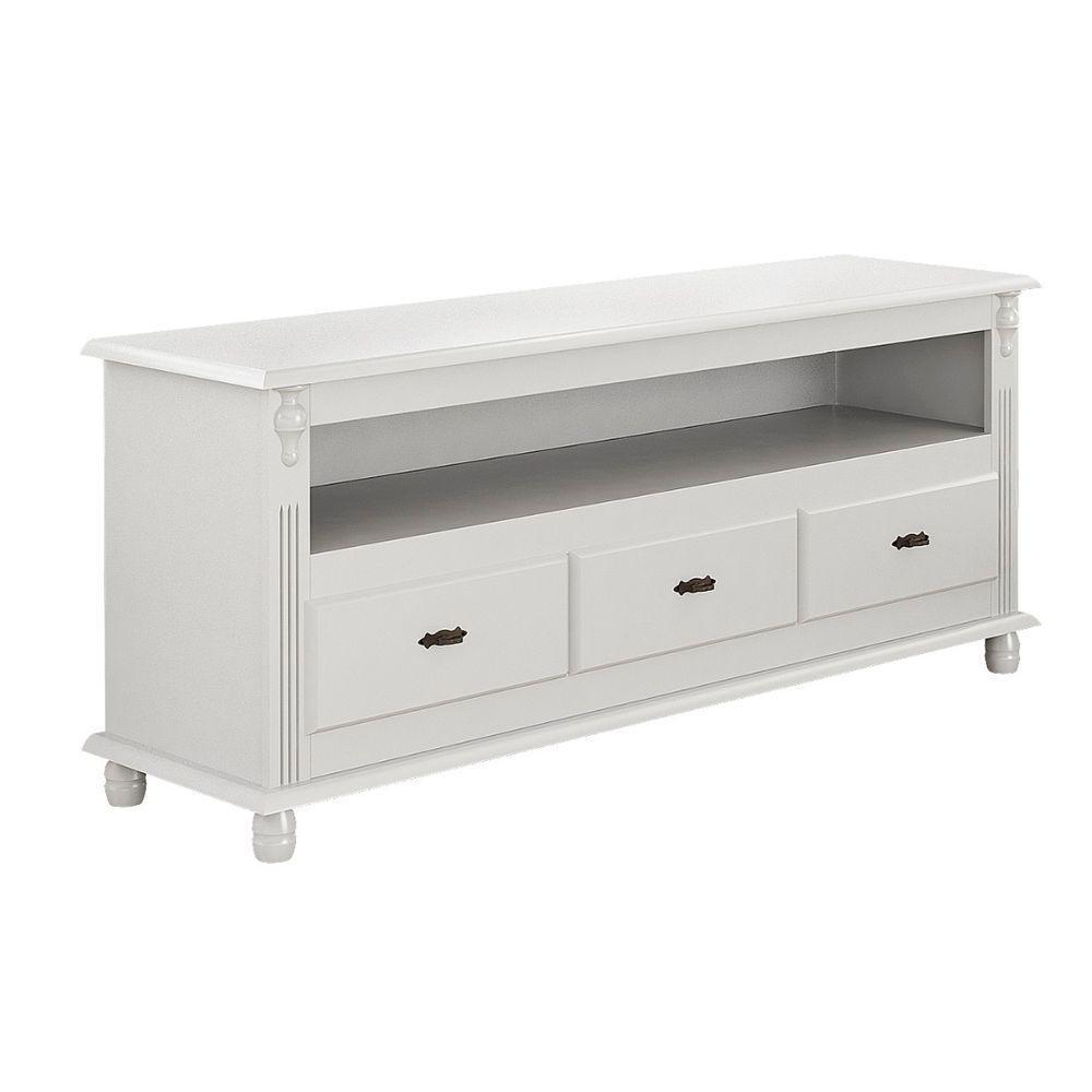 Rack Para Tv Até 65 Polegadas Com 3 Gavetas - Branco Laca - 2