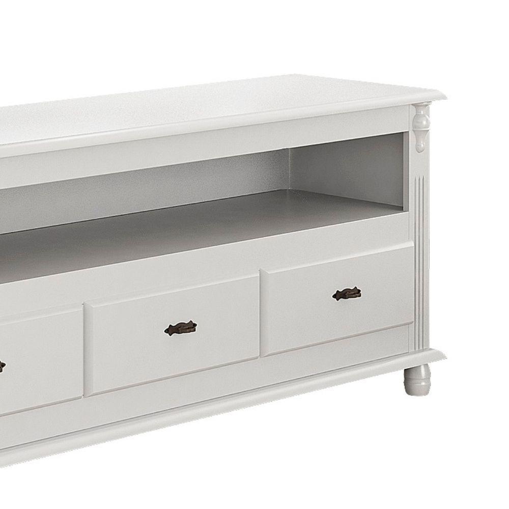 Rack Para Tv Até 65 Polegadas Com 3 Gavetas - Branco Laca - 3
