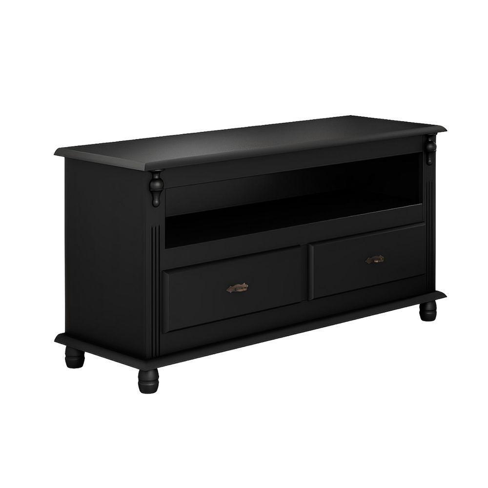 Rack Para Tv 45 Polegadas 2 Gavetas Nicho Pés Torneados - Preto Laca - 2