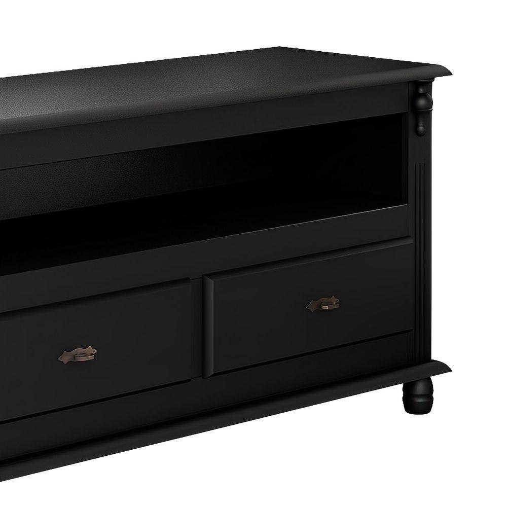 Rack Para Tv 45 Polegadas 2 Gavetas Nicho Pés Torneados - Preto Laca - 3