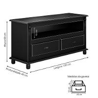 Rack Para Tv 45 Polegadas 2 Gavetas Nicho Pés Torneados - Preto Laca - 4