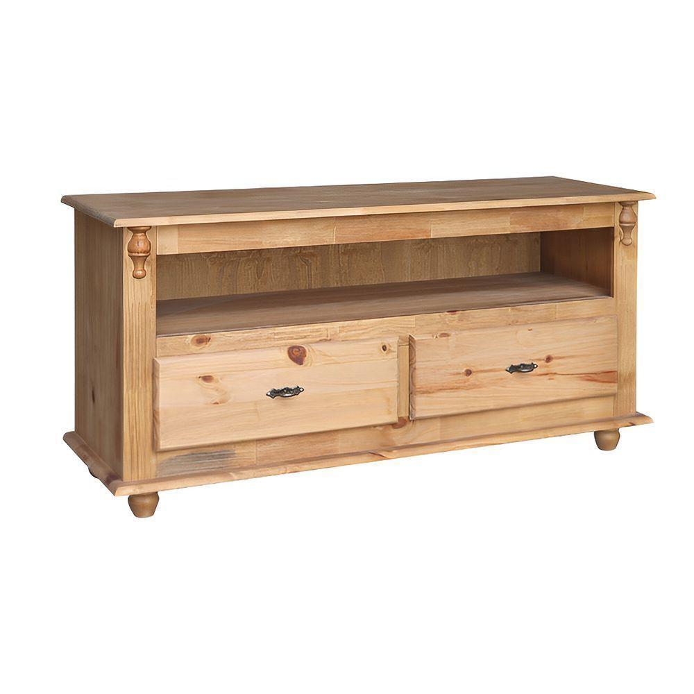Rack Para Tv 45 Polegadas 2 Gavetas Nicho Pés Torneados - Cera (madeira Bruta) - 1