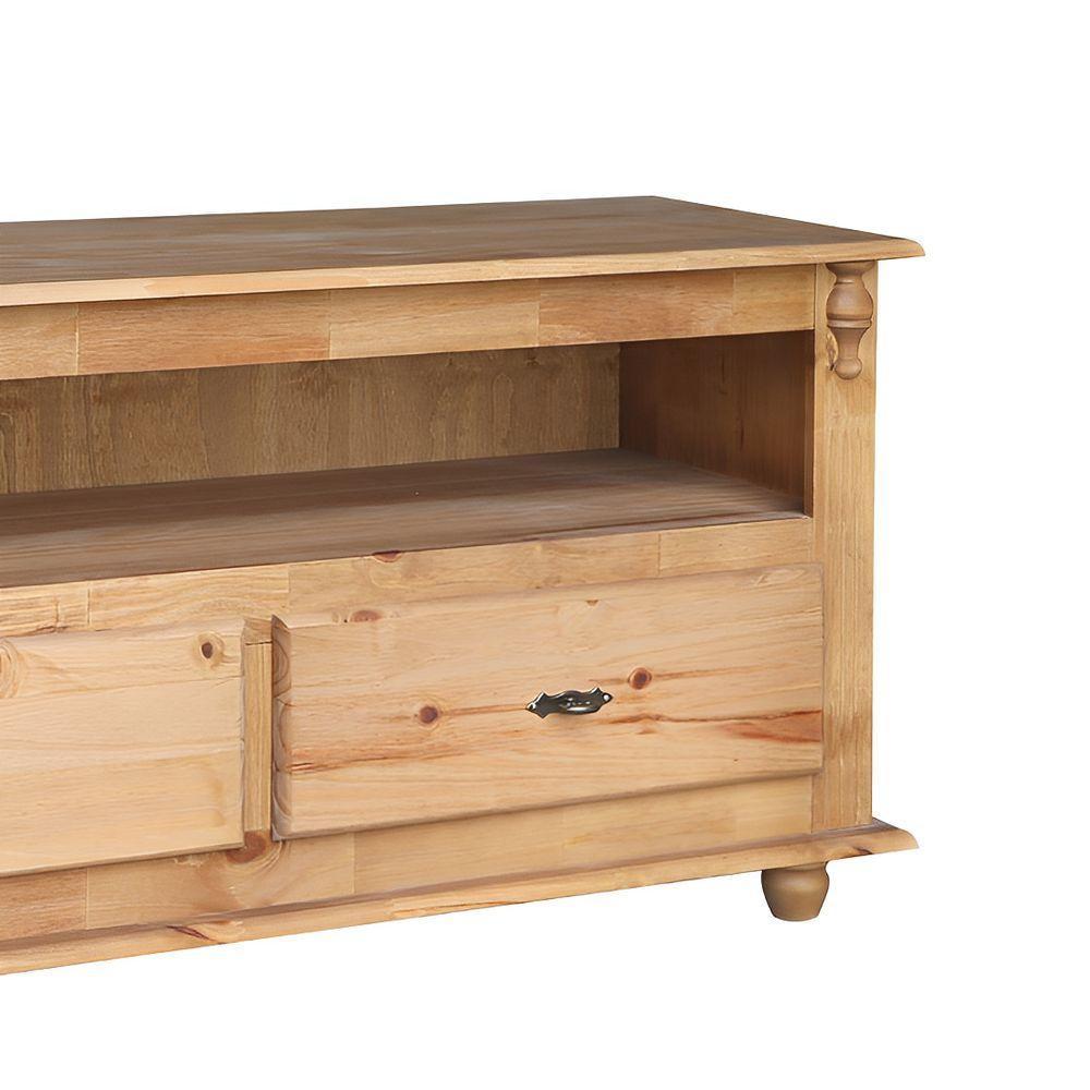 Rack Para Tv 45 Polegadas 2 Gavetas Nicho Pés Torneados - Cera (madeira Bruta) - 3