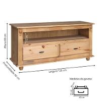 Rack Para Tv 45 Polegadas 2 Gavetas Nicho Pés Torneados - Cera (madeira Bruta) - 4