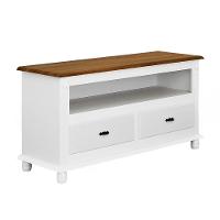 Rack Para Tv 45 Polegadas 2 Gavetas Nicho Pés Torneados - Branco Laca Com Tampo Imbuia Glazer - 2