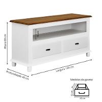 Rack Para Tv 45 Polegadas 2 Gavetas Nicho Pés Torneados - Branco Laca Com Tampo Imbuia Glazer - 4