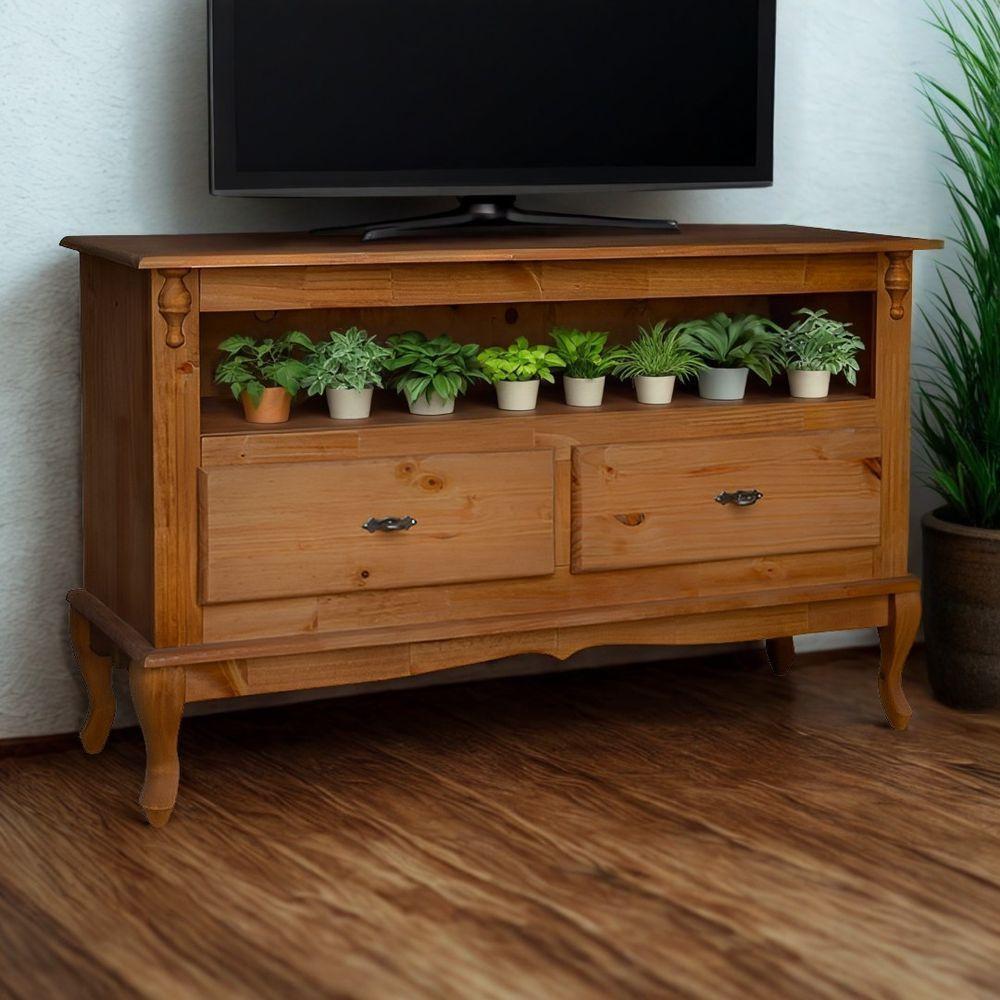 Rack Para Tv 45 Polegadas 2 Gavetas Nicho E Pés Luiz Xv - Imbuia Glazer - 1