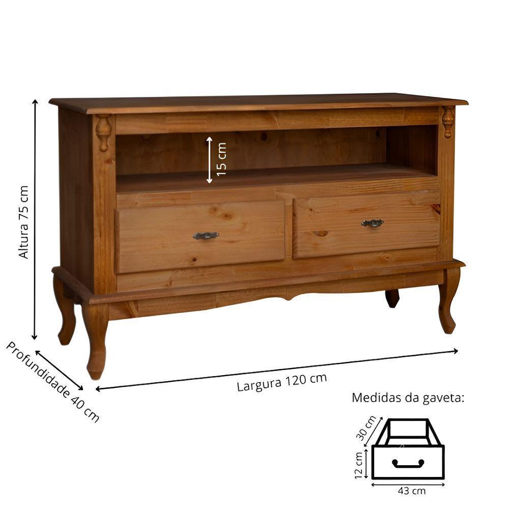 Rack Para Tv 45 Polegadas 2 Gavetas Nicho E Pés Luiz Xv - Imbuia Glazer - 4