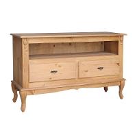 Rack Para Tv 45 Polegadas 2 Gavetas Nicho E Pés Luiz Xv - Cera (madeira Bruta) - 2