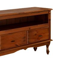 Rack Para Tv 45 Polegadas 2 Gavetas Nicho E Pés Luiz Xv - Castanho Envelhecido - 3