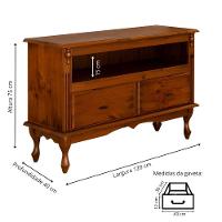 Rack Para Tv 45 Polegadas 2 Gavetas Nicho E Pés Luiz Xv - Castanho Envelhecido - 4