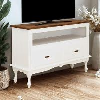 Rack Para Tv 45 Polegadas 2 Gavetas Nicho E Pés Luiz Xv - Branco Laca Com Tampo Imbuia Glazer - 2