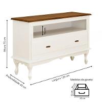 Rack Para Tv 45 Polegadas 2 Gavetas Nicho E Pés Luiz Xv - Branco Laca Com Tampo Imbuia Glazer - 4