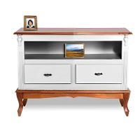Rack Para Tv 45 Polegadas 2 Gavetas Nicho E Pés Luiz Xv - Branco Laca Com Tampo E Base Imbuia Glazer - 2