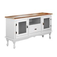 Rack Para Tv 2 Portas 1 Gaveta E Nicho Com Pés Luiz Xv - Branco Laca Com Tampo Imbuia Glazer - 2