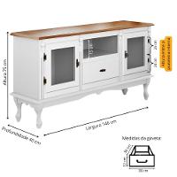 Rack Para Tv 2 Portas 1 Gaveta E Nicho Com Pés Luiz Xv - Branco Laca Com Tampo Imbuia Glazer - 4