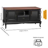 Rack Para Tv 2 Portas 1 Gaveta E Nicho Com Pés Luiz Xv - Preto Laca Com Tampo Imbuia Glazer - 4