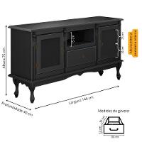Rack Para Tv 2 Portas 1 Gaveta E Nicho Com Pés Luiz Xv - Preto Laca - 4