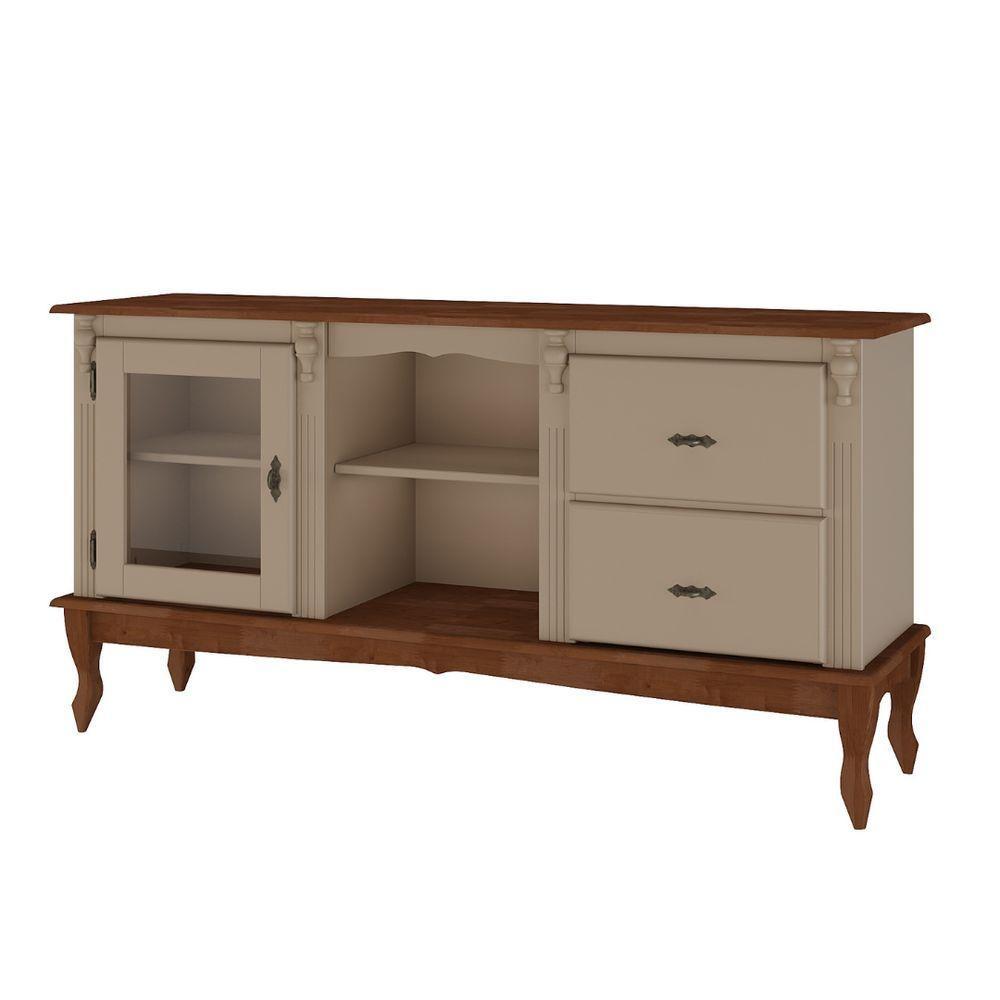 Rack Para Tv 2 Gavetas 1 Porta E Nicho - Amêndoa Laca Com Tampo E Base Imbuia Glazer - 2