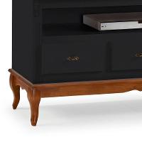 Rack Para Sala 3 Gavetas E Nicho Pés Luis Xv - Preto Laca Com Tampo E Base Imbuia Glazer - 3