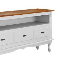 Rack Para Sala 3 Gavetas E Nicho Pés Luis Xv - Branco Laca Com Tampo Imbuia Glazer - 2