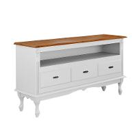 Rack Para Sala 3 Gavetas E Nicho Pés Luis Xv - Branco Laca Com Tampo Imbuia Glazer - 4