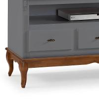 Rack Para Sala 3 Gavetas E Nicho Pés Luis Xv - Cinza Laca Com Tampos E Base Imbuia Glazer - 3