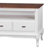 Rack Para Sala 3 Gavetas E Nicho Pés Luis Xv - Branco Laca Com Tampo Castanho Envelhecido - 2