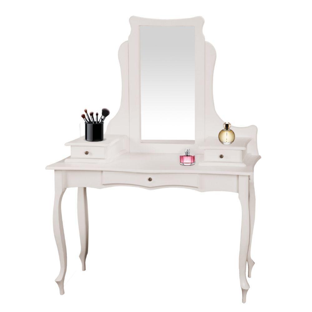 Penteadeira Com 3 Gavetas Pés Luiz Xv - Branco Laca - 1