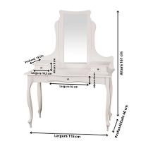 Penteadeira Com 3 Gavetas Pés Luiz Xv - Branco Laca - 4
