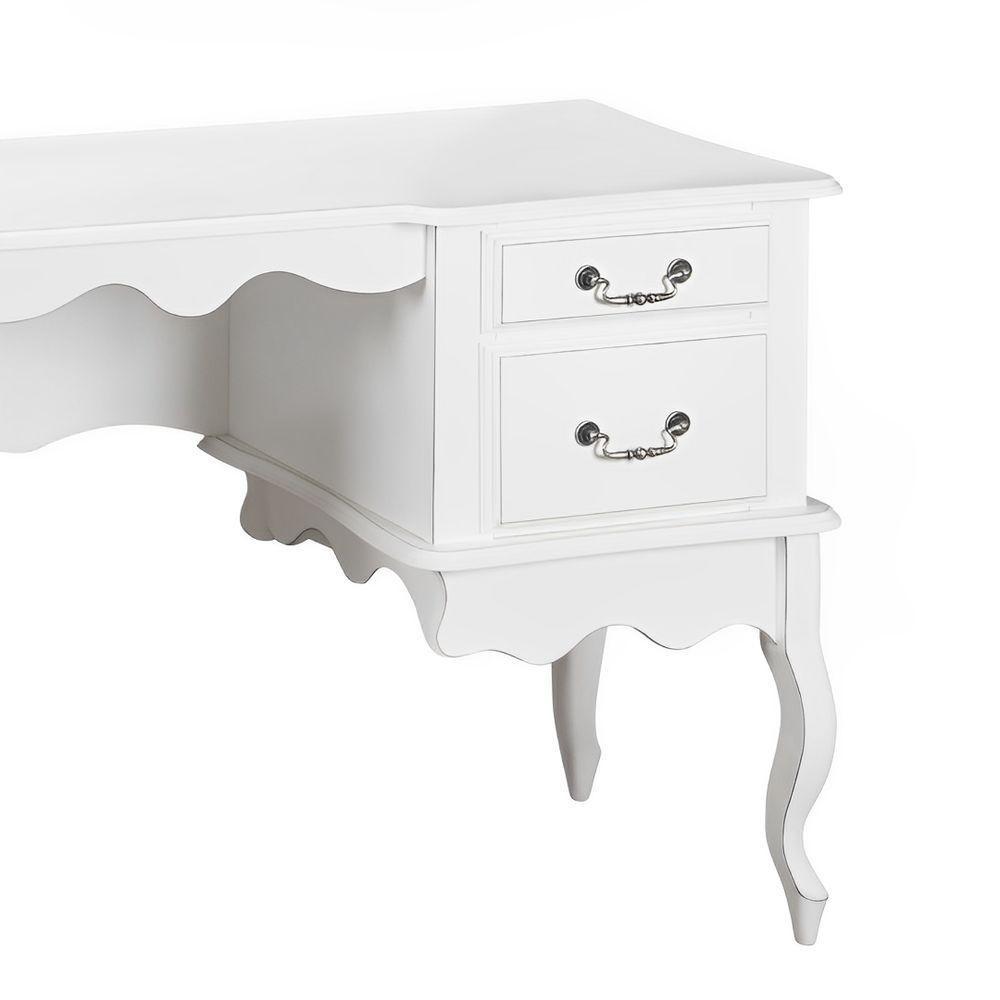 Penteadeira Clássica Com 4 Gavetas Pés Luiz Xv - Branco Laca - 3